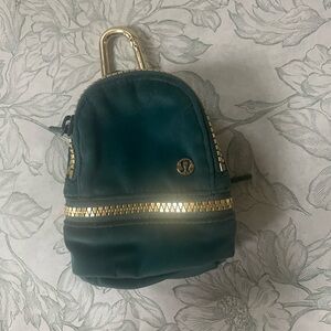 Lululemon City Adventurer Backpack Nano Green velour gold zipper velvet NWOT